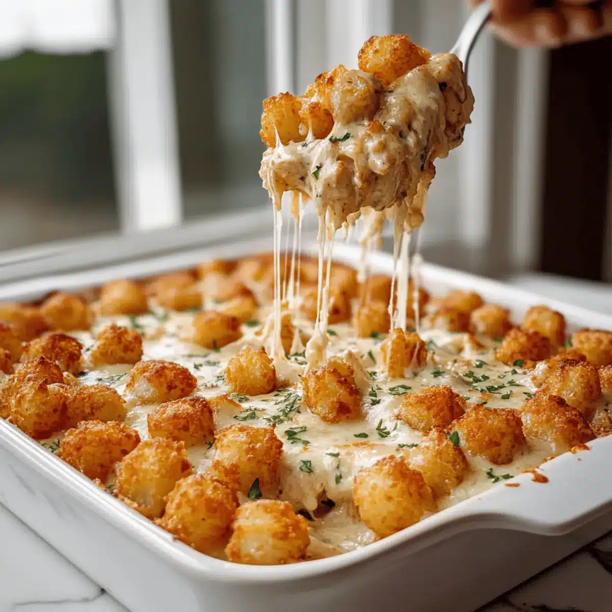 Irresistible Chicken Alfredo Tater Tot