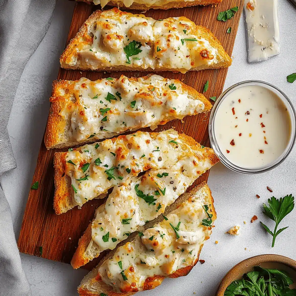 Chicken Alfredo Garlic Bread