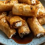 Fried Feta Rolls with Chili Honey