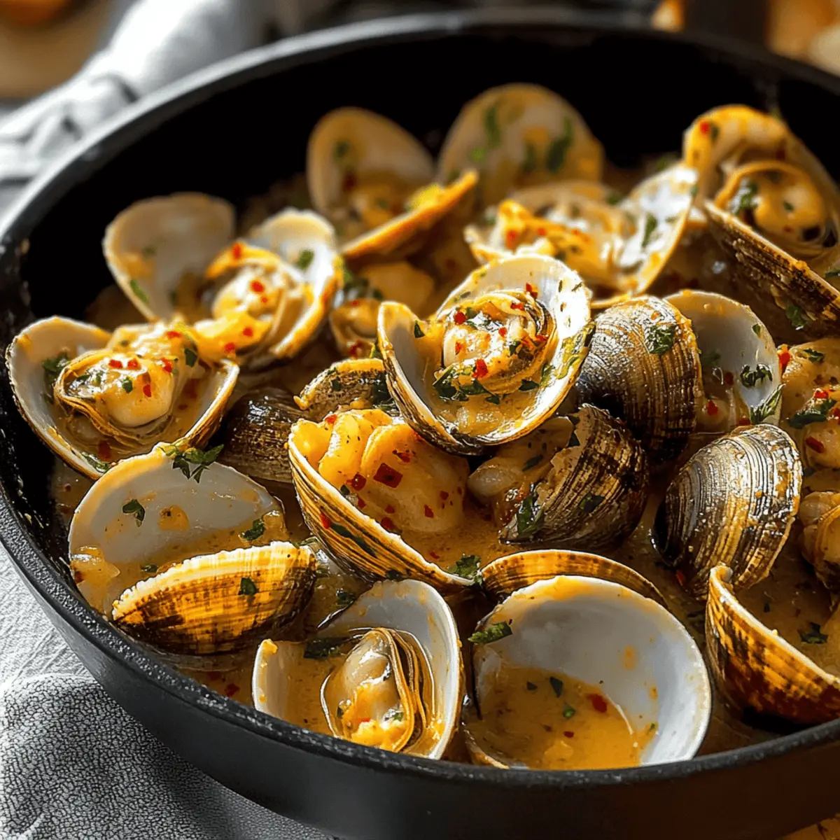 Spicy Garlic Butter Clams