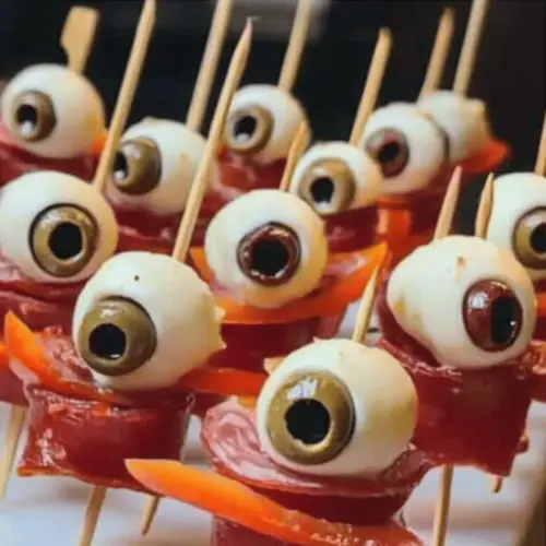 Skewered Salami Eyeballs