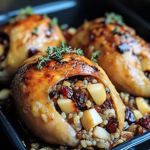 Apple-Cranberry Stuffed Cornish Hens