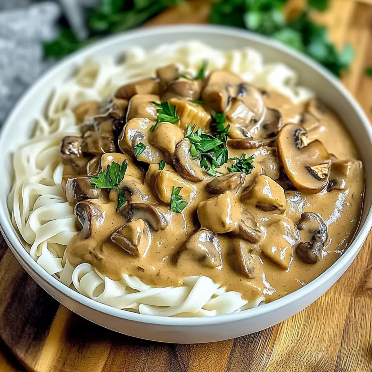 Cozy Mushroom & Seitan Stroganoff