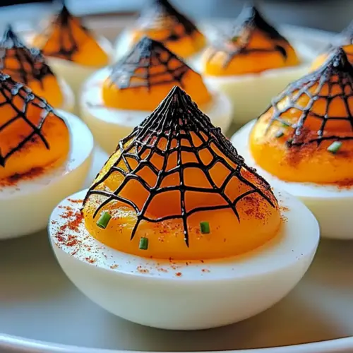 Tasty Spooky Spiderweb Deviled Eggs