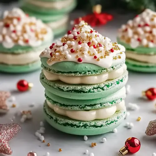 Christmas Tree Cake Macarons