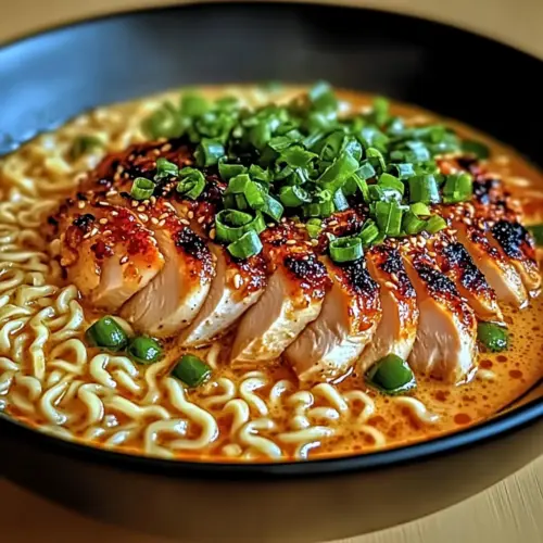 Fiery Chicken Ramen With Creamy Garlic Sauce