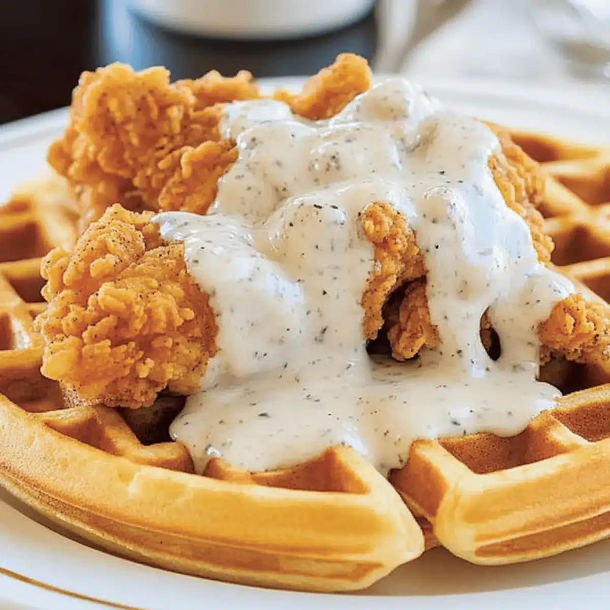 Oven-Fried Chicken with Waffles & White Gravy