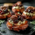 Sweet Potato Rounds with Brie Cranberry and Pecans