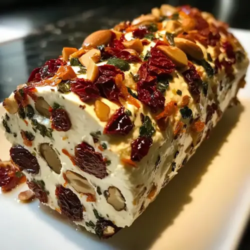 Festive Holiday Antipasto Cream Cheese Log