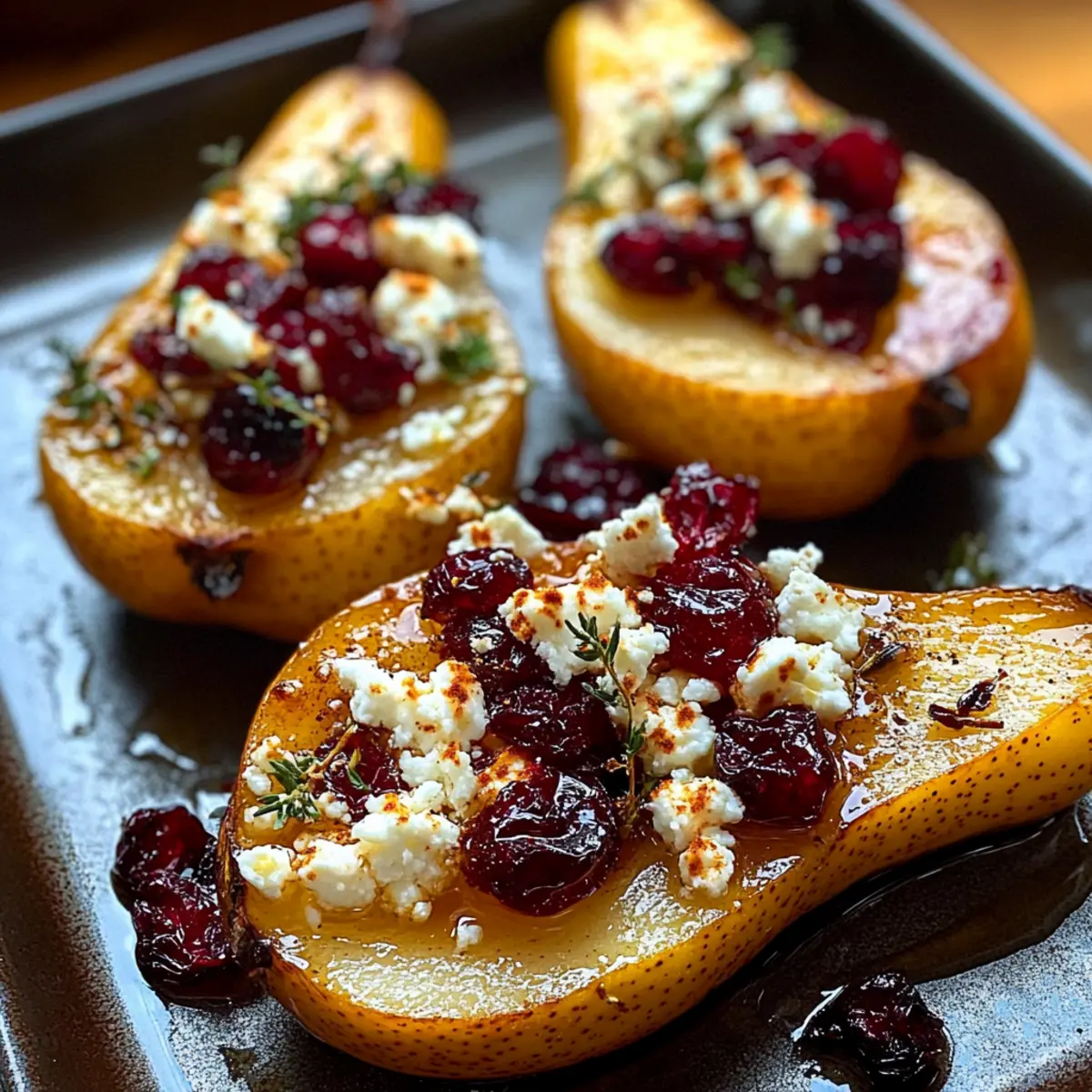 Baked Pears Feta Honey Cranberries