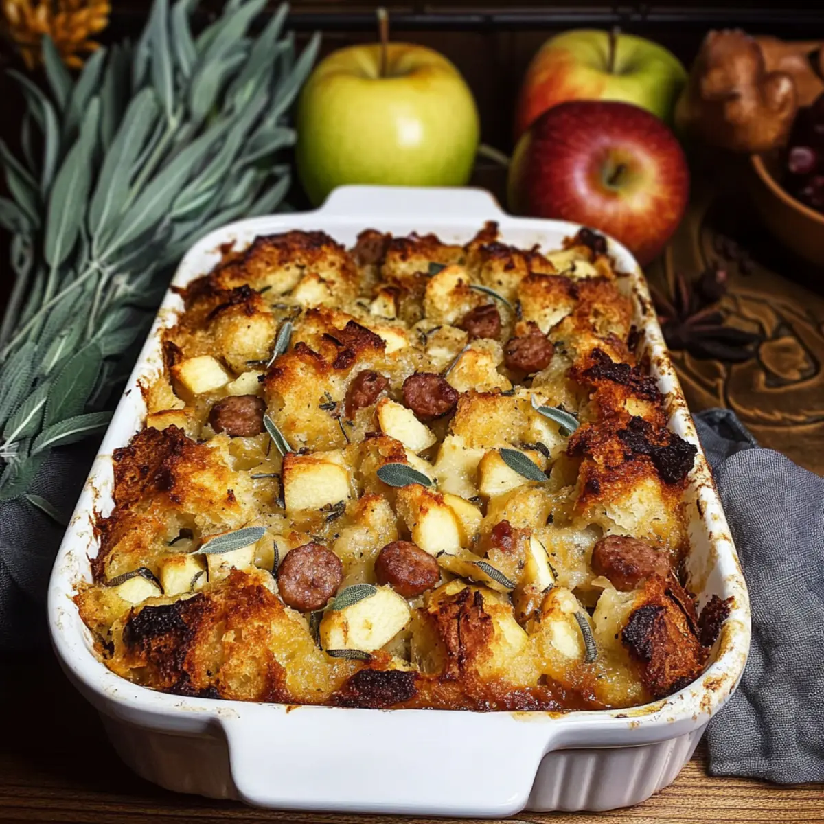Sausage Apple and Sage Bread Pudding