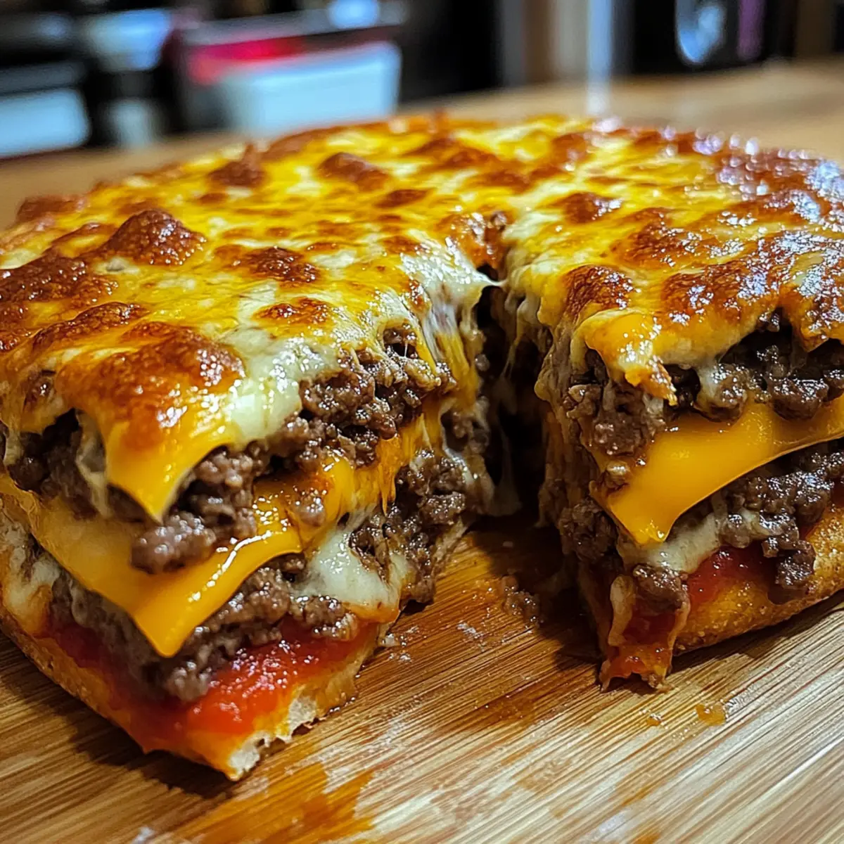 Ultimate Triple Decker Cheeseburger Pizza With Stuffed Crust Ultimate Triple Decker Cheeseburger Pizza With Stuffed Crust