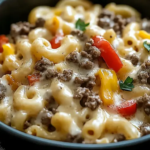 Creamy Philly Cheesesteak Mac & Cheese
