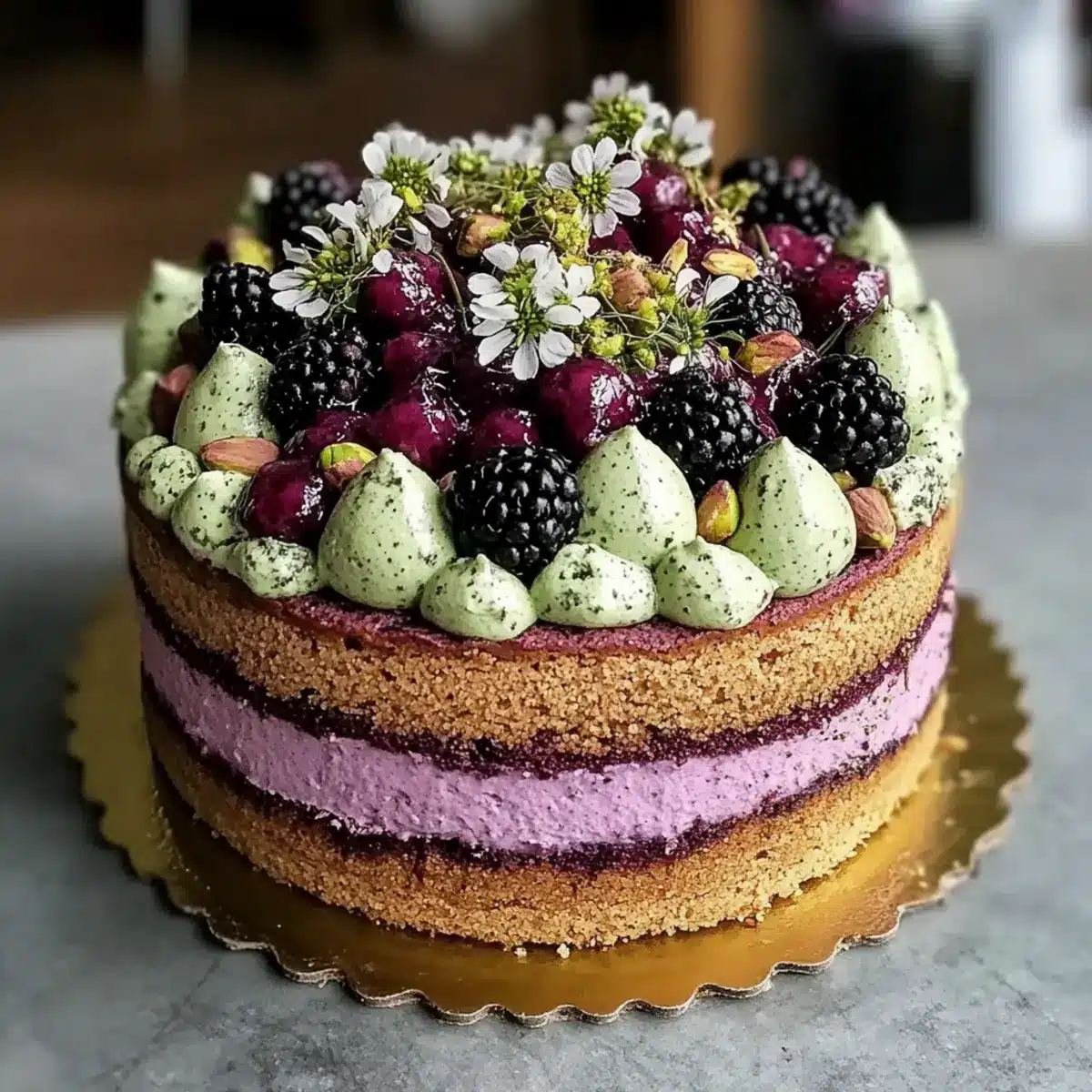 Pistachio and Blackberry Olive Oil Cake