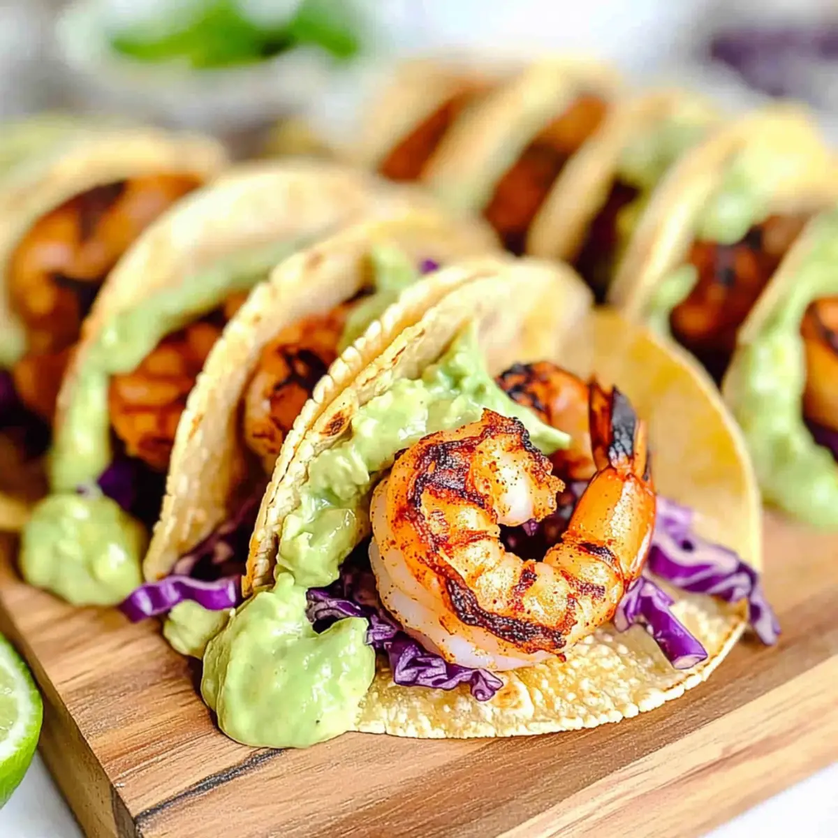 Spicy Shrimp Tacos with Avocado Crema