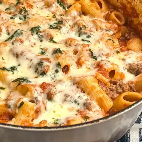 One Pan High Protein Creamy Beef Pasta Bake Recipe