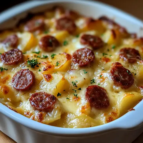 Kielbasa Sausage Cheesy Potato Casserole