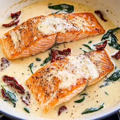 Tuscan Salmon with Parmesan Cream Sauce